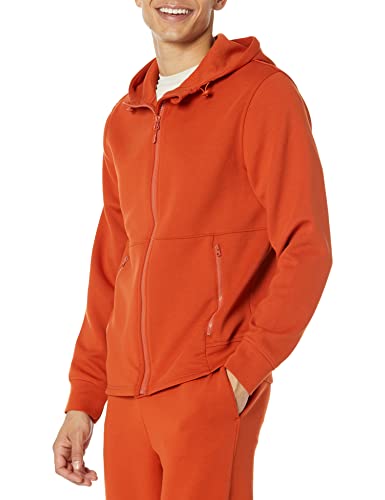 Amazon Essentials Herren Active Sweat Kapuzensweatshirt mit durchgehendem Reißverschluss, Rostiges Orange, S