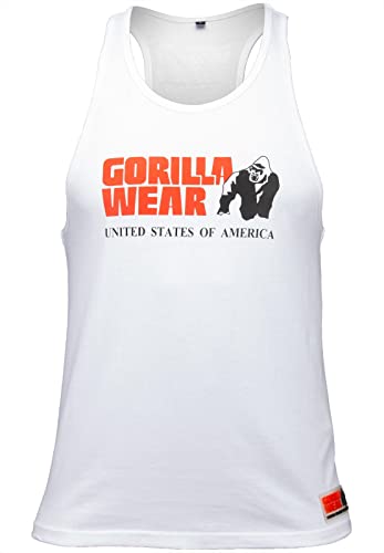 Gorilla Wear - Herren Gym Shirt - Classic Stringer Tank Top - S bis 3XL Bodybuilding Fitness Muskelshirt Weiß M