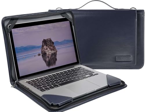 Broonel - Laptop Schultertasche Aus Blau Leder - kompatibel mit dem Lenovo ThinkBook 13x Gen 2 13" Laptop