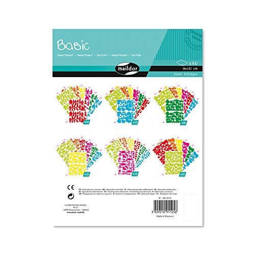 Maildor AE125O Packung (mit 2240 Stickers, 60 Bögen in Format DIN A5, 14, 8 x 21cm mit verschiedenen Themen, ideal für Kinder ab 2 Jahren) 1 Pack bunt