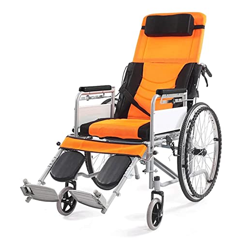 Rollstuhl 180° vollständig neigbarer Rollstuhl, leichter Aluminiumrahmen, Begleitperson-angetriebener Rollstuhl, tragbarer, zusammenklappbarer Transit-Reisestuhl, 180 kg belastbar Reisen Wheelchair