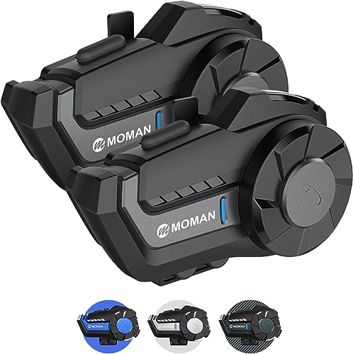 MOMAN Motorrad Intercom Headset, H2 Motorradhelm Gegensprechanlage Bluetooth Kommunikationssystem bis zu 800M mit DSP Geräuschunterdrückung IP65 Wasserdicht, Motorrad-Bluetooth-Intercom-Headset-Helm