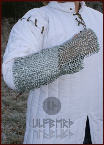 Ulfberth Armschutz aus Kettengeflecht mit Lederschnürung Kettenhemd Kettenarm