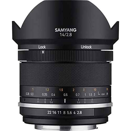 SAMYANGMF 14mm F2,8 MK2 für Canon EF – Weitwinkel Objektiv manueller Fokus für Vollformat und APS-C Festbrennweite Canon EF Mount, 2. Generation EOS 7D Mark II, EOS 5D Mark IV, EOS 77D, EOS 90D