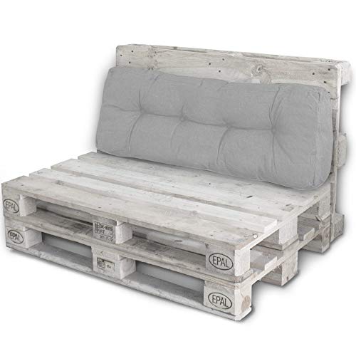 Bobo LACESTONE Palettenkissen Palettenauflagen Sitzkissen Rückenlehne Kissen Palette Polster Sofa Couch (Rückenteil, Hellgrau)