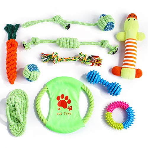 Hunde-Kauspielzeug, 10 Stück, Hundespielzeug, langlebiges Hunde-Plüschspielzeug, interaktives Seil, quietschendes Spielzeug, Welpen, Zahnspielzeug für kleine, mittelgroße und große Hunde