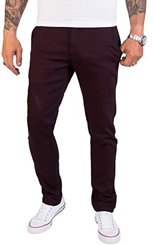 Rock Creek Herren Chino Hose Slim Fit Business Hosen Chinohose Stoffhose Chinos Hosen für Männer Casual Elegante Hose RC-2154 Weinrot W30 L30