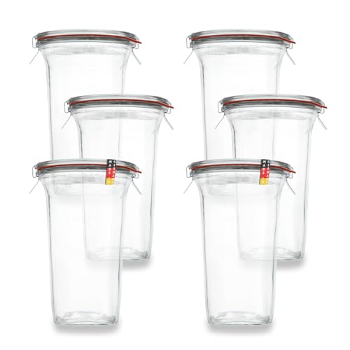 flaschenbauer.de WECK Quadroglas 3/4L Einmachglas 750ml verwendbar als Marmeladenglas, Vorratsglas, Konservenglas 6 Stück
