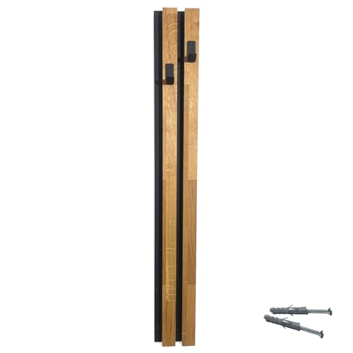 FLEXISTYLE Kleiderhaken wand Wandgarderobe Garderobe Holz Eiche Lamellen Schwarz modular Höhe 98cm (Modul C 12cm)