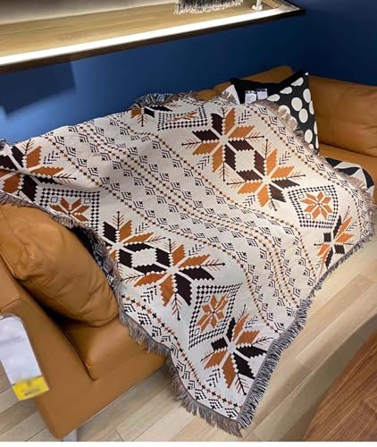 HMGAQNP Schal-Decke im Bohemian-Stil, warm dick Sesselbezug weiche Decke Quasten Hippie dekorativ für Bett Sofa Liegestuhl Möbelbezug Strand-Picknick-Tuch(A,35.4 * 35.4in)