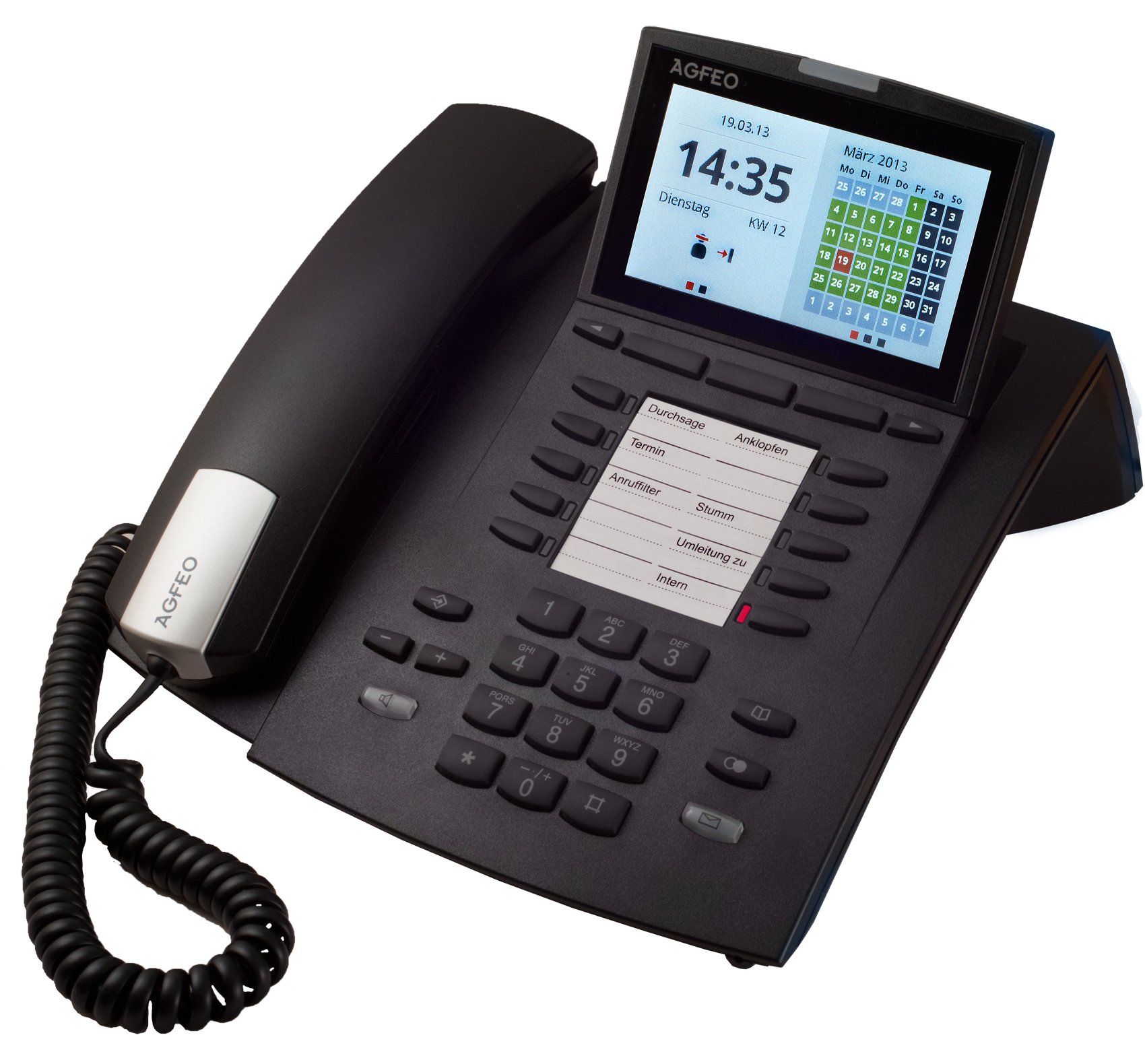 Agfeo ST45 Systemtelefon für Büroprofis (10,9 cm (4,3 Zoll) Display, VIPlight, Timerfunktion) schwarz