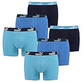PUMA 6 er Pack Boxer Boxershorts Herren Unterwäsche sportliche Retro Pants, Farbe:101 - Blue Combo, Bekleidungsgröße:XL
