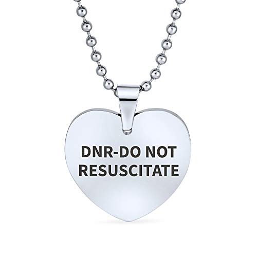 Bling Jewelry Dnr-Do Not Resuscitate Medical Alert Id Hund Herzform Tag Anhänger Halskette Für Frauen Edelstahl Brauch Gravur