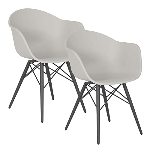 Acamp Schalen-Sessel 2er Set New York | Design Stuhl skandinavisch & modern | Stuhl Esszimmer mit stabilem Aluminium-Gestell | Für Wohnzimmer, Büro, Garten, Schlafzimmer | Balkon-Stuhl Grau