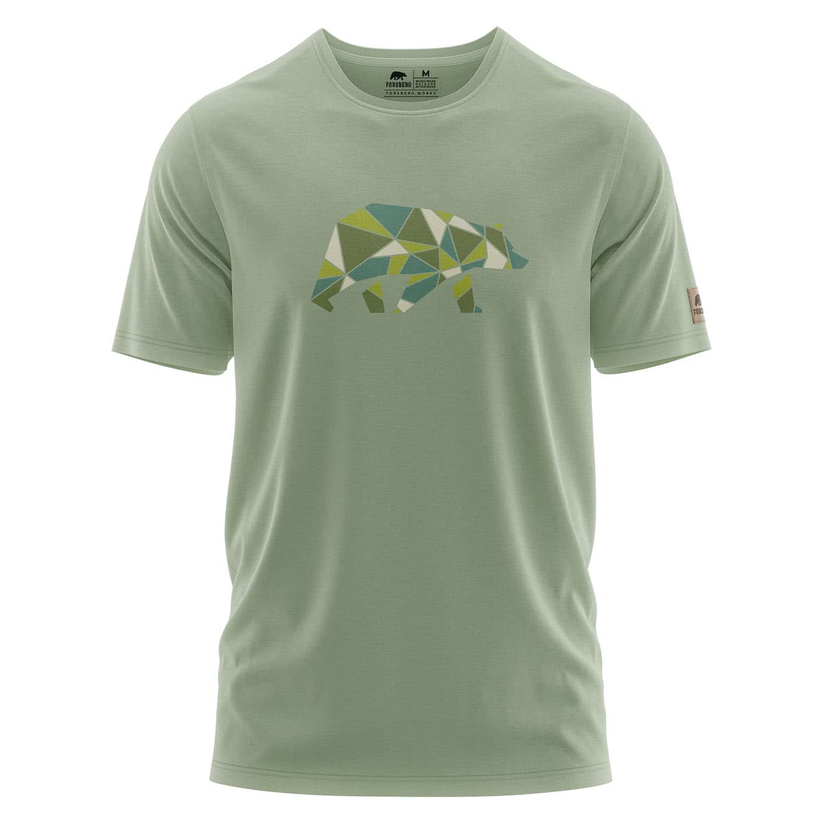 FORSBERG Espenson T-Shirt mit stylischem Bär Brustlogo Rundhals für Herren, Farbe:pastellgrün/grün, Größe:S