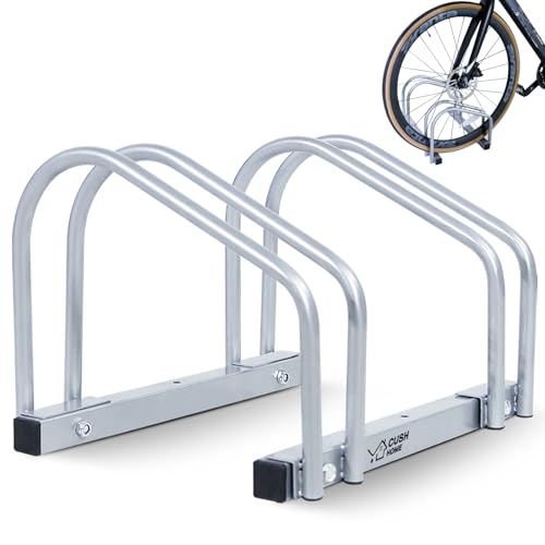 CCLIFE Fahrradständer Boden für 2 Fahrräder mit Reifenbreiten bis 55 mm Eisen Fahrradhalter 40 x 32 x 26 cm