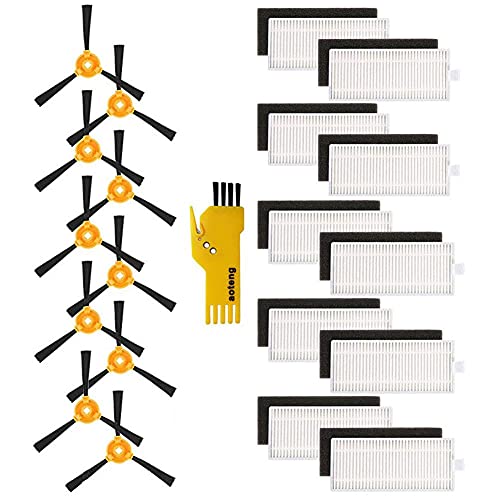 10 Filter und 10 Seitenbürsten für Lefant Roboterstaubsauger M201 M301 M501-A M501-B M520 T700 M571 20 Packungen Ersatzzubehör