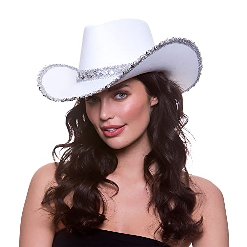 Wicked Costumes Texanischer Cowboy-Hut für Erwachsene, Kostüm- und Partyzubehör, Weiß, Pailletten