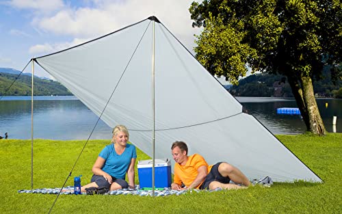 BERGER Ultraleicht Outdoor Tarp 3x3 UV+50 - Camping Sonnensegel Wohnwagen - Regenschutz und Sonnenschutz Strand oder Garten - Ideal für Campingbus, Wohnwagen, Markise, Keder oder Saugnapf-Montage