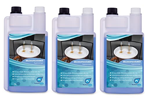 KaiserRein Milchschaum-Reiniger Konzentrat 3x1L Flüssig-Reiniger für Milchaufschäumer bis zu 66 Anwendungen Flüssig Reiniger für Milchsystem & Milchleitung Milchreinigungsmittel