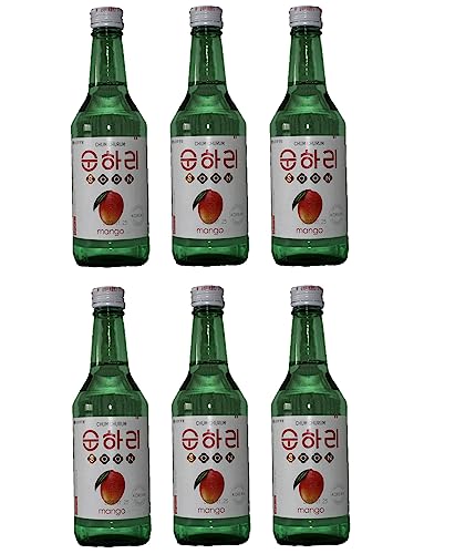 bick.shop® 6x Soju 360ml Korea original 12-21% Vol Alk. Branntwein Reiswein koreanischer Wodka Jinro (Mango)