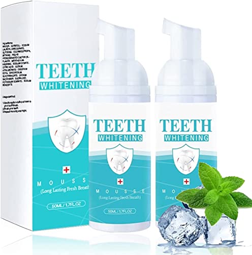 Teeth Whitening Mousse Foam, Zahnweiß-Zahnpasta, Weiße Zähne und frischer Atem, Tiefenreinigung Zahnpasta, reisefreundlich, einfach zu verwenden, Zahnpasta-Ersatz-Mundspülung (2 PCS)