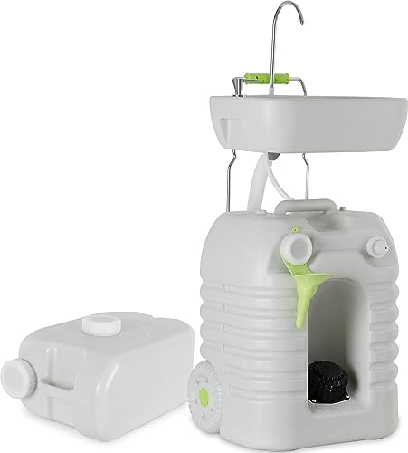 Stagecaptain PSW-45 Quixie Portables Waschbecken Deluxe Set - Mobiles Waschbecken mit höhenverstellbarem Waschtisch - Mechanische Wasserpumpe - inklusive Abwasser-Auffangbehälter