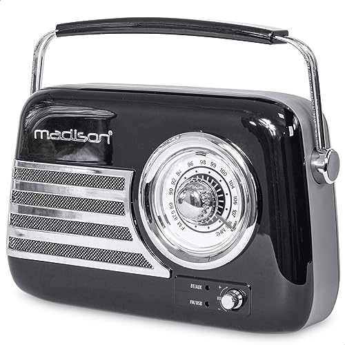 FREESOUND-VR40B - MADISON - 30W Vintage-Radio mit langer Batterielaufzeit, Bluetooth, USB und UKW - Schwarz