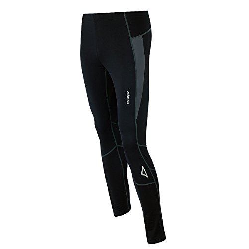 Airtracks Thermo FUNKTIONS Laufhose PRO-T/Running Tight/Thermohose/Reflektoren - LANG - schwarz-grau - M