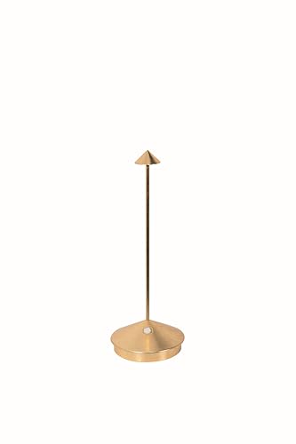 Zafferano, Pina Lampe mit Blattgold, Kabellose wiederaufladbare Tischleuchte mit Touch Control, Verwendbar als Innenleuchte, Dimmer, 2200-3000 K, Höhe 29 cm