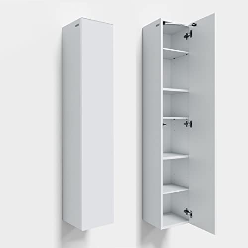 Badezimmer Hängeschrank Wandschrank 105/ 160cm hoch Badhängeschrank mit Fronten in Hochglanz und Push-to-Open Funktion (Weiß Matt/Weiß Matt, 160 x 30 x 32)