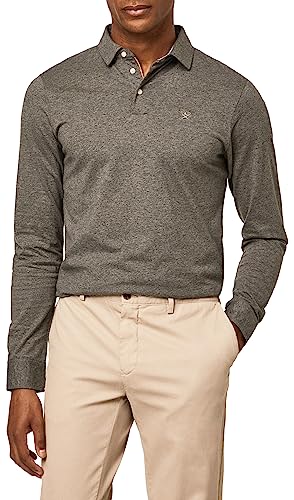 Hackett London Men's Alcantara TRM JSY LS Polo Shirt, Charcoal, M