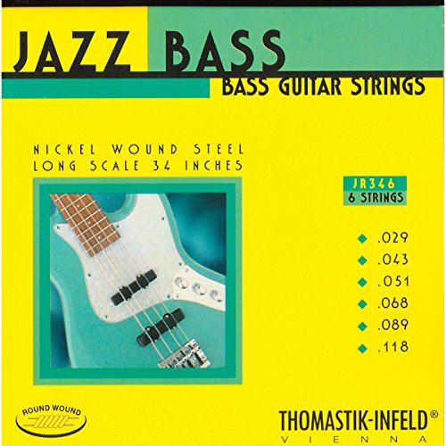 Thomastik 682786 Saiten für E-Bass Jazz Bass Serie Nickel Round Wound Roundcore, Satz JR346 6-string roundwound long scale 34 Zoll
