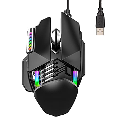 Gaming-Maus, 12800 DPI 6D-Taste Ergonomische Computermaus mit 4 RGB-Effekten, Tragbare USB-Kabel-PC-Maus für Computer-Laptop, Plug-and-Play