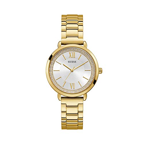 Guess Damen Analog Quarz Uhr mit Edelstahl Armband W1231L2