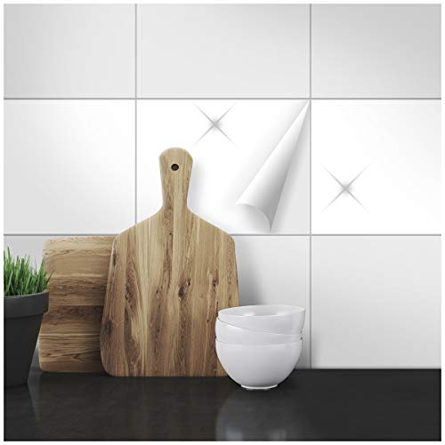 Wandkings Fliesenaufkleber - Wähle eine Farbe & Größe - Weiß Glänzend - 20 x 30 cm - 20 Stück für Fliesen in Küche, Bad & mehr