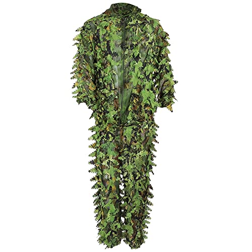 RANNYY 3D Leaf Suit,Ghillie Suit,Green Wild Camouflage Ghillie Suit 3D Leaf Jacken und Hosen Set Kleidung für die Jagd