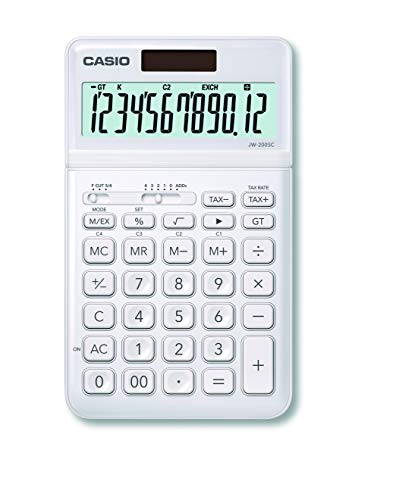 CASIO Tischrechner JW-200SC, 12-stellig, in stylischen Farben, Steuerberechnung, Solar-/Batteriebetrieb