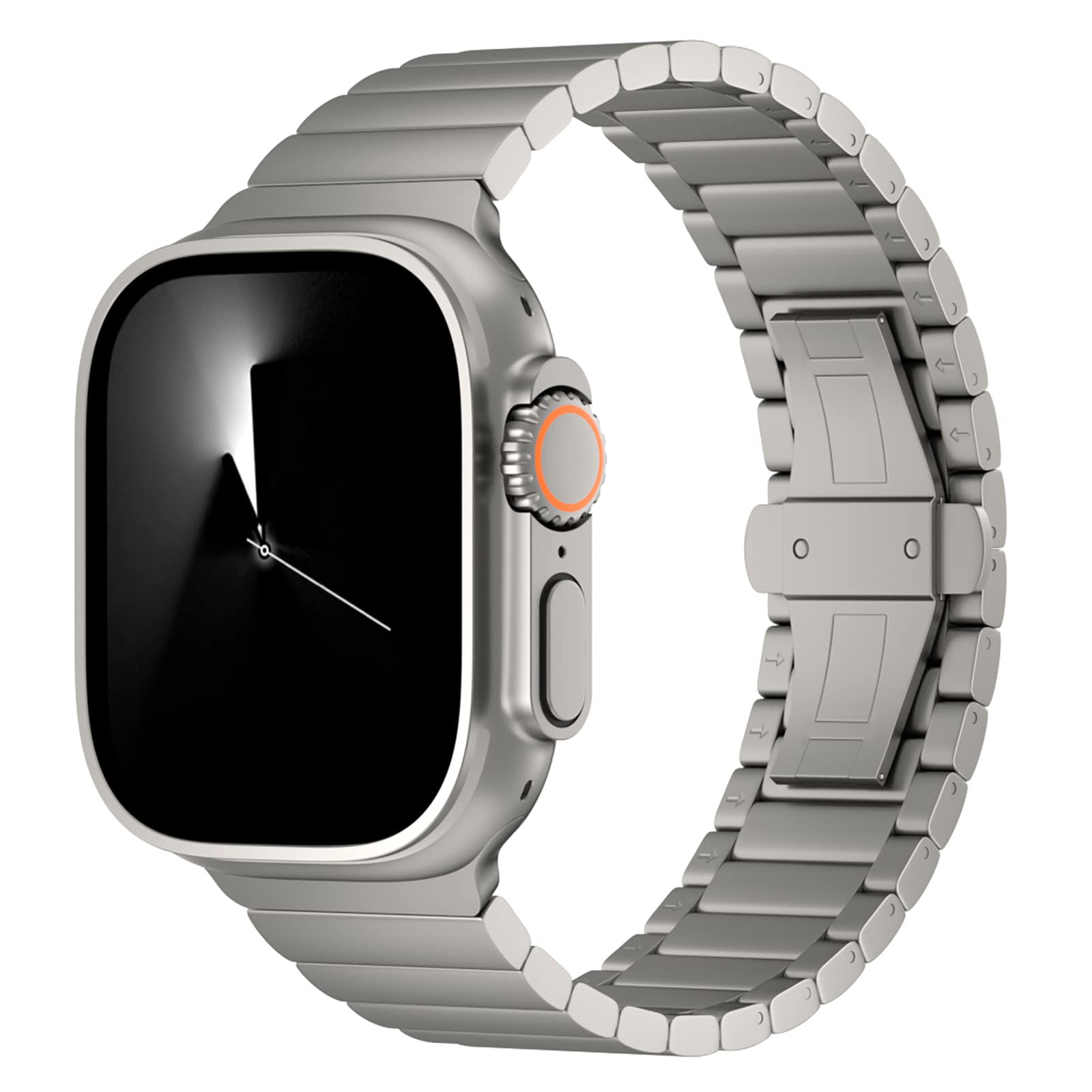 Arktis Titanarmband Phantom kompatibel mit Apple Watch Ultra 1, 2 49 mm, Gliederarmband aus Titan Grad 2, [Sandgestrahlt mit DLC-Beschichtung], [Butterfly-Verschluss], [Ultraleicht] Bandkürzer