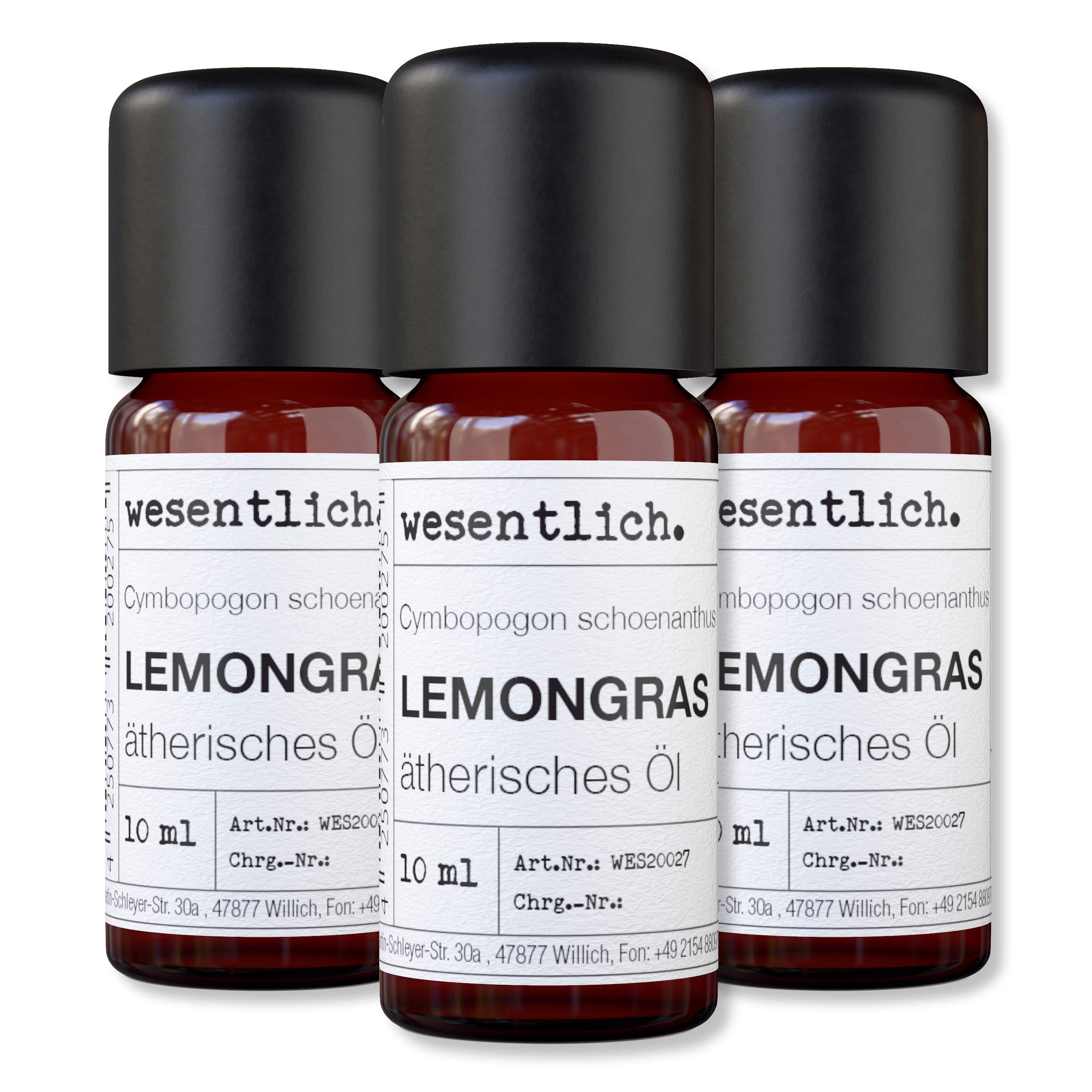 wesentlich. Lemongras Öl - ätherisches Öl - 100% naturrein (Glasflasche) - u.a. für Duftlampe und Diffuser (3x10ml)