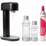 Mysoda: Ruby Set - Wassersprudler aus Aluminum mit 1L und 0.5L Quick-Lock BPA-frei Plastikflasche und CO2-Zylinder - Schwarz