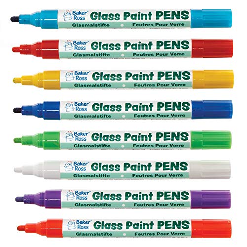 Baker Ross AX935 Glass Stifte in Regenbogenfarben - 8er Pack, Bastelbedarf, Glass Acrylstifte und Malstifte für Kinder