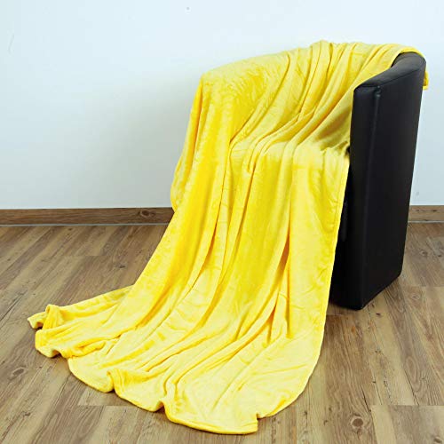 Bestlivings Kuscheldecke Wohndecke Celina - hochwertige Flauschige Decke, 220 x 240 cm - Gelb