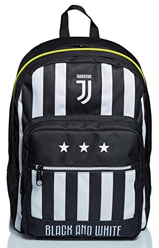 Rucksack mit Doppelfach Juventus, Best Match, weiß und schwarz, für Schule & Freizeit