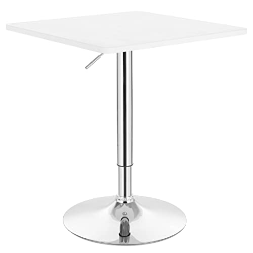 WOLTU BT03ws Bartisch Bistrotisch, Partytisch, Design Tisch mit Trompetenfuß, drehbare Tischplatte aus Robustem MDF, höhenverstellbar, Dekor, Weiß