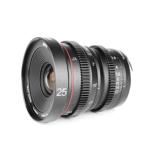 Meike 25 mm T2.2 große Blende manueller Fokus Prime Low Distortion Mini Cine Objektiv kompatibel mit Fujifilm X Mount Objektiv