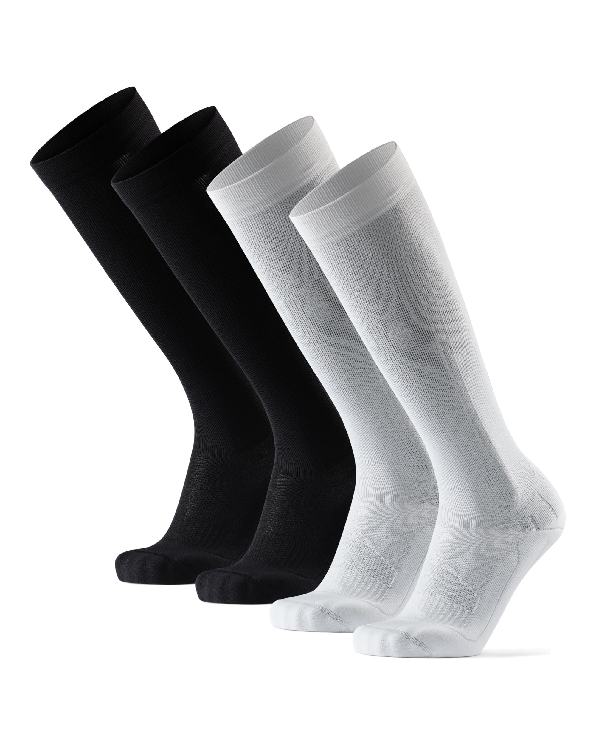 DANISH ENDURANCE Abgestufte Kompression Socken für Männer & Frauen 2 Paare (Mehrfarbig (1 x schwarz, 1 x weiß), EU 43-47)