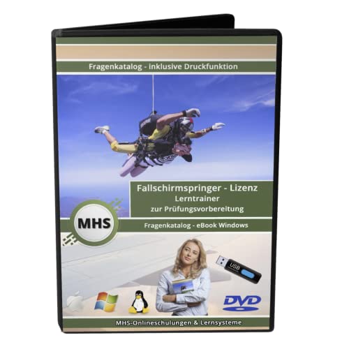Fallschirmspringer Lizenz - Fragenkatalog zur Prüfungsvorbereitung mit über 1000 Lern- & Prüfungsfragen - eBook-Windows auf DVD