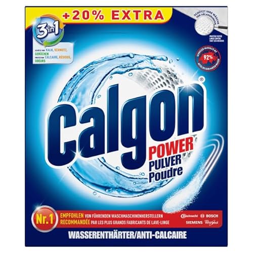 Calgon 3in1 Power Pulver – Wasserenthärter gegen Kalkablagerungen und Schmutz in der Waschmaschine – Beugt unangenehmen Gerüchen vor - 4 x 2,178 kg (+20% Extra)