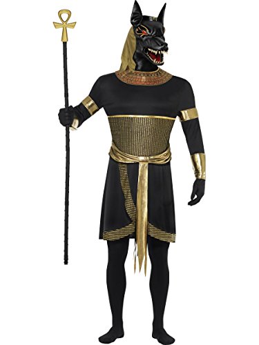 Smiffys, Herren Anubis der Schakal Kostüm, Tunika mit Halskragen, Armbänder, Armmanschetten und Maske, Größe: L, 40096